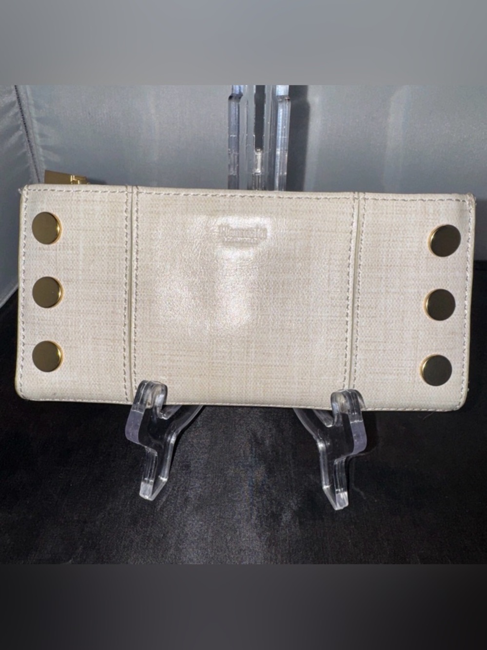 Hammitt Cream Textured Wallet with Embossed Logo